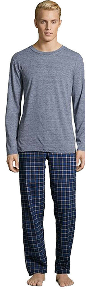 Hanes Big Mens Jersey Flannel Sleep Lounge Pajama Set