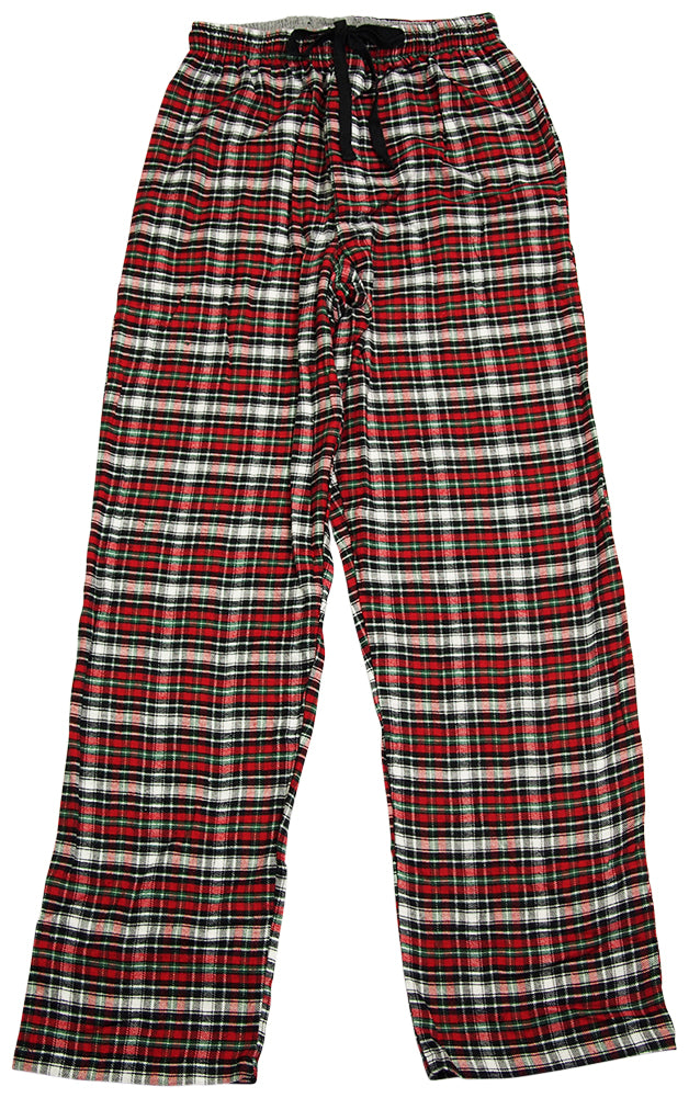 Hanes Mens Cotton Blend Flannel Plaid Drawstring Lounge Sleep Pajama Pant