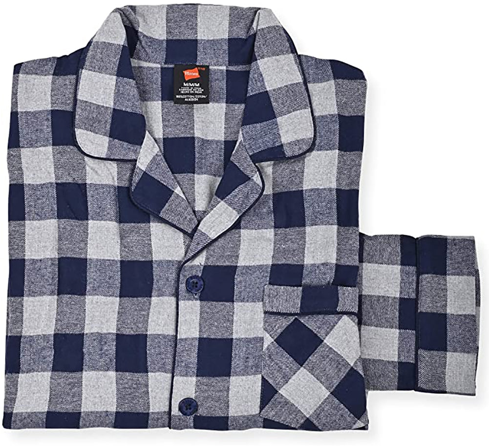 Hanes Big Mens Long Sleeve Flannel Pajama Set