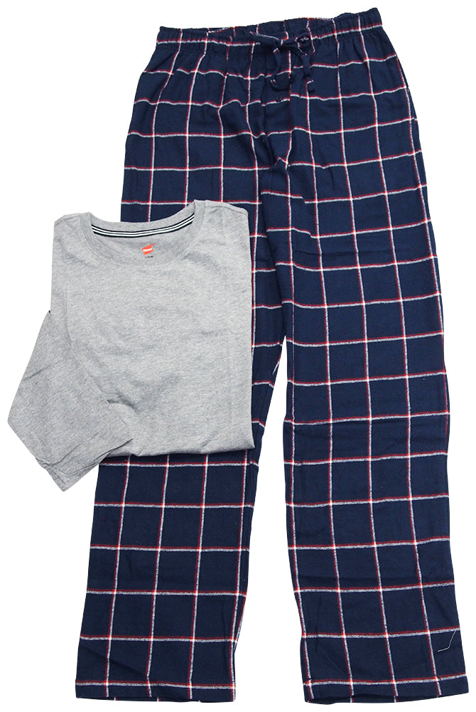 Hanes Big Mens Jersey Flannel Sleep Lounge Pajama Set