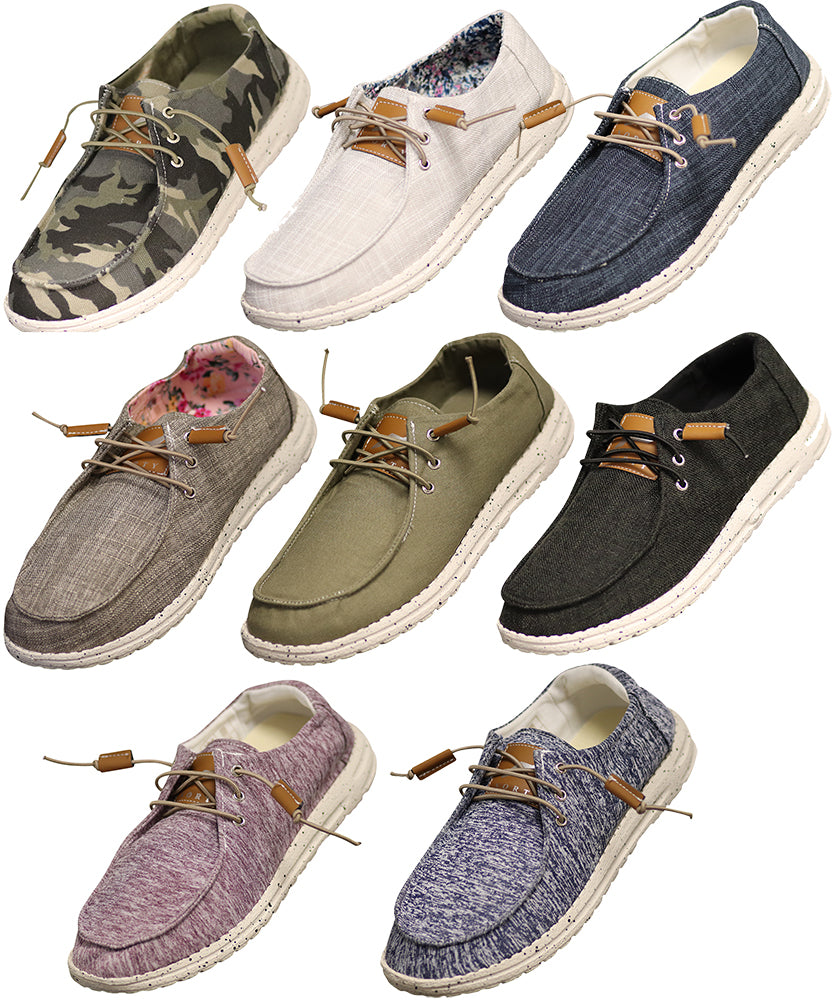 NORTY Women's Lightweight Loafer Slip On Lace Up Boat Shoe