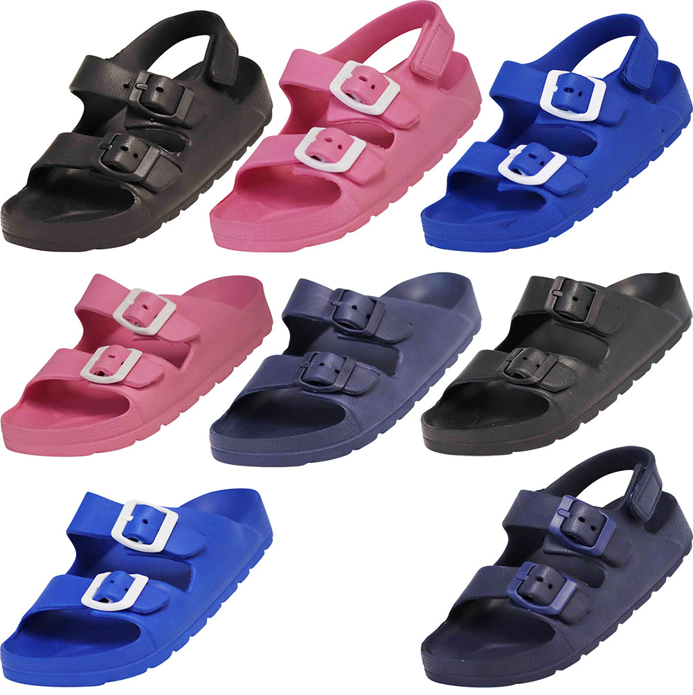 Norty Boy Girl Children Toddler Little and Big Kid 2 Strap Slide Sandal