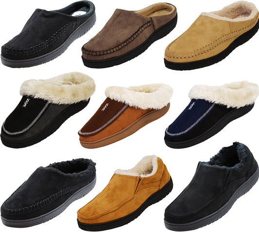 Norty Men's Faux Suede Twin Gore & Clog Slipper with Indoor Outdoor Sole