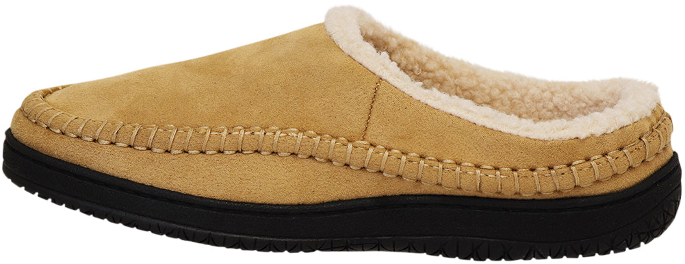 Norty Men's Faux Suede Twin Gore & Clog Slipper with Indoor Outdoor Sole