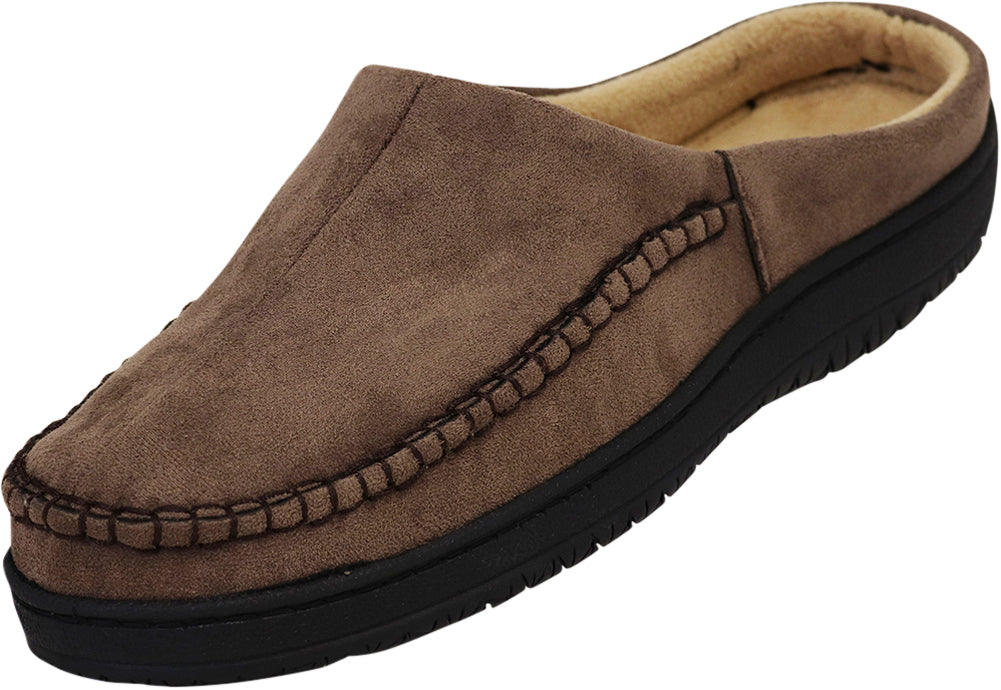 Norty Men's Faux Suede Twin Gore & Clog Slipper with Indoor Outdoor Sole