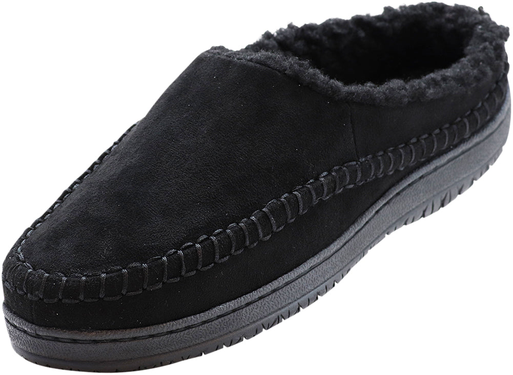 Norty Men's Faux Suede Twin Gore & Clog Slipper with Indoor Outdoor Sole