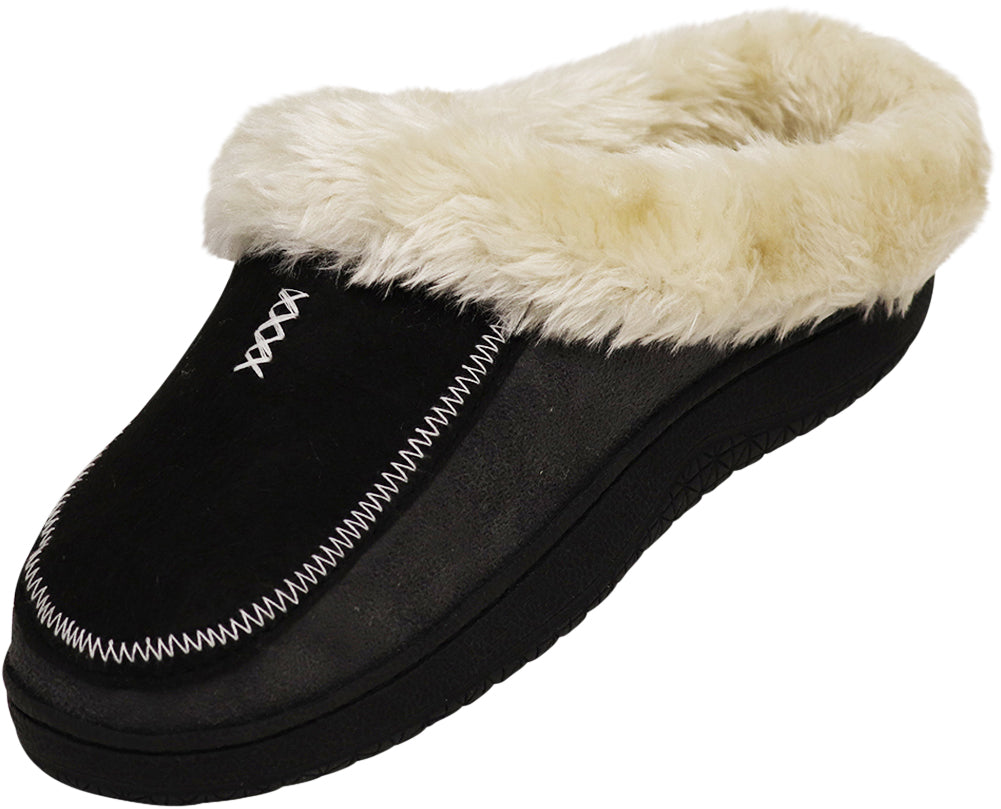 Norty Men's Faux Suede Twin Gore & Clog Slipper with Indoor Outdoor Sole