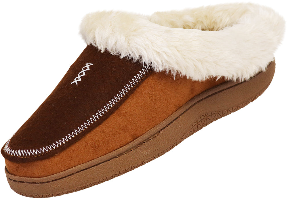 Norty Men's Faux Suede Twin Gore & Clog Slipper with Indoor Outdoor Sole