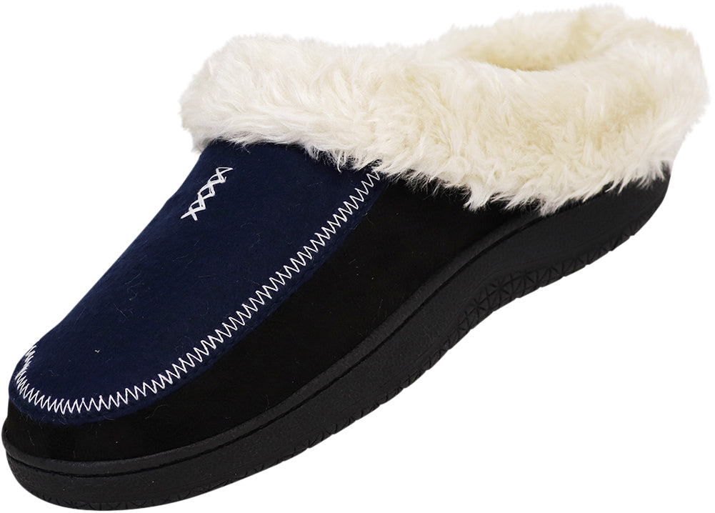 Norty Men's Faux Suede Twin Gore & Clog Slipper with Indoor Outdoor Sole