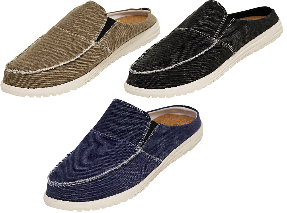 Norty Men's Canvas Slip On Clog Boat Slipper Shoe for Indoor Outdoor with Durable Sole