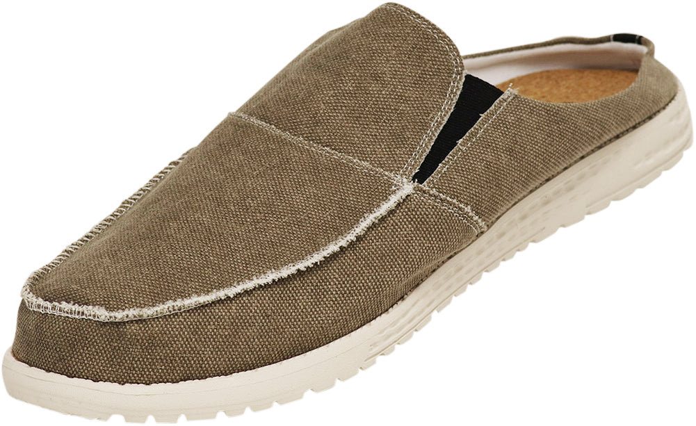 Norty Men's Canvas Slip On Clog Boat Slipper Shoe for Indoor Outdoor with Durable Sole