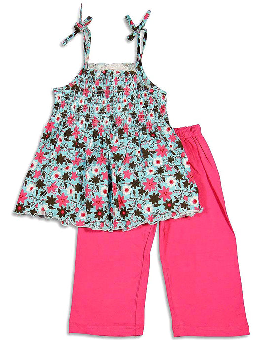 Greggy Girl Little Girls Sleeveless Flower Pant Set