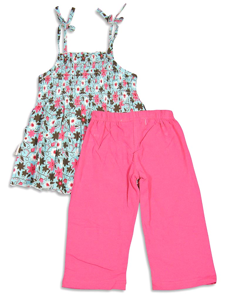 Greggy Girl Little Girls Sleeveless Flower Pant Set