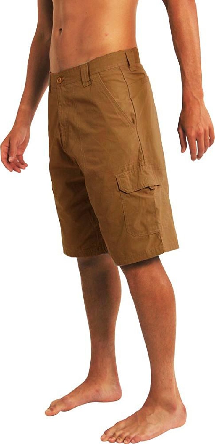 Norty Mens Premium Cargo Shorts - 100% Cotton Twill or Ripstop Fabric - 10-inch Inseam - 7 Colors