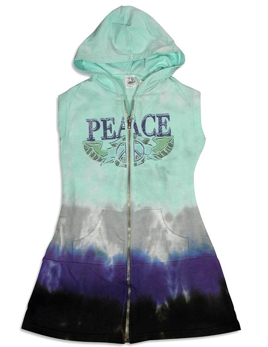 Zinnias - Little Girls' Sleeveless Tie Dye Air Brush Peace Tunic