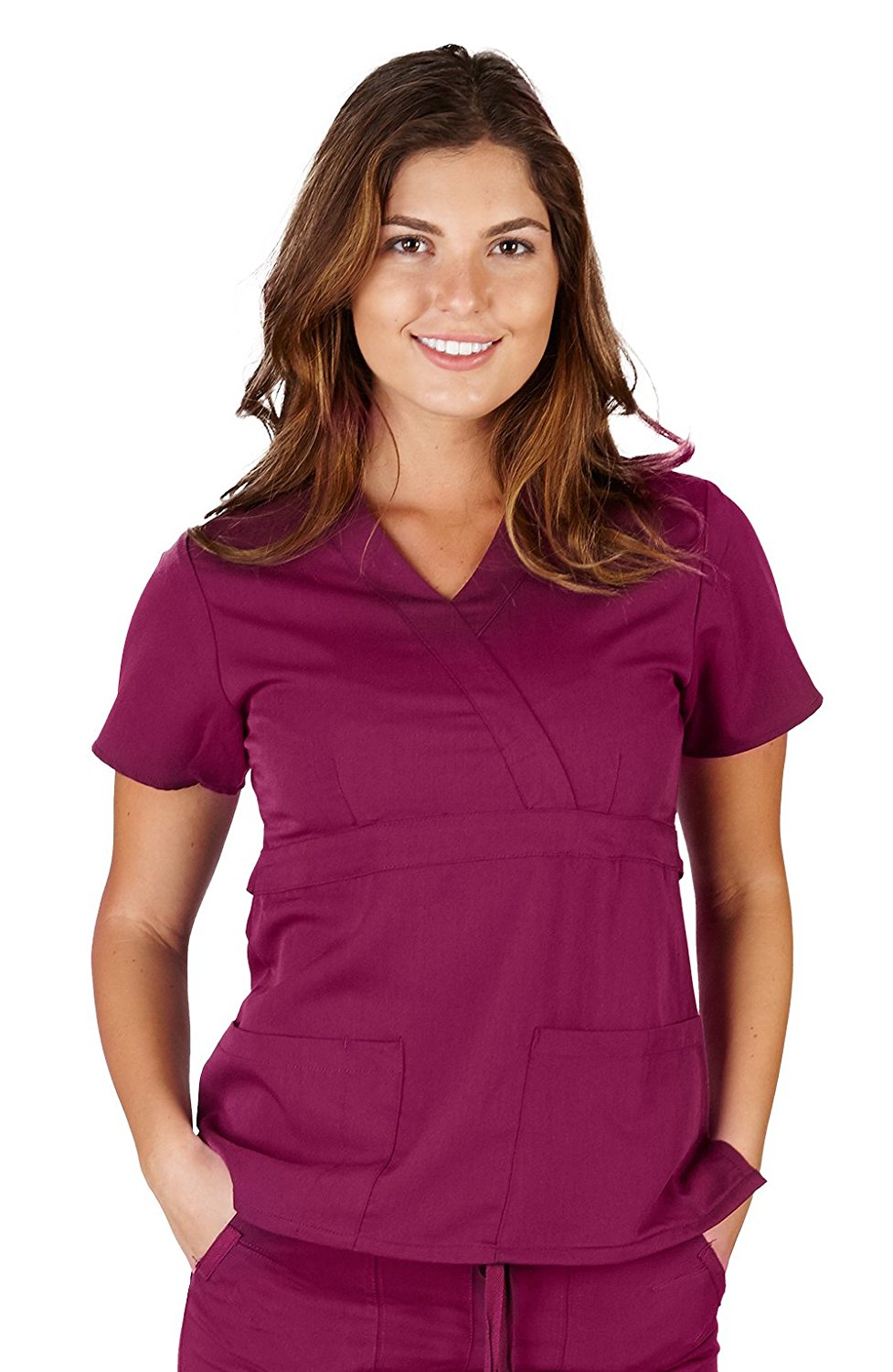 UltraSoft Premium 3 Pocket Mock Wrap Medical Scrub Top For Women - JUNIOR FIT