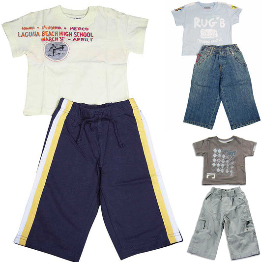 Mish Mish Baby Boys Infant Toddler Short Sleeve Cotton 2 Piece Pant Sets, 8509